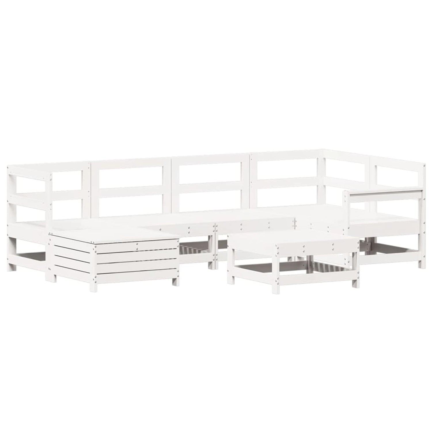 vidaXL 7-Tlg Garten-Sofagarnitur Weiß Massivholz Kiefer 3250949 günstig online kaufen