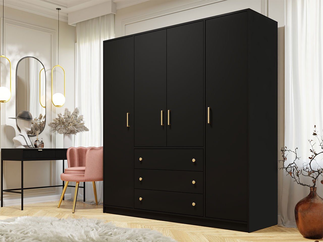 MIRJAN24 Kleiderschrank Retro D4 (mit 4 günstig online kaufen