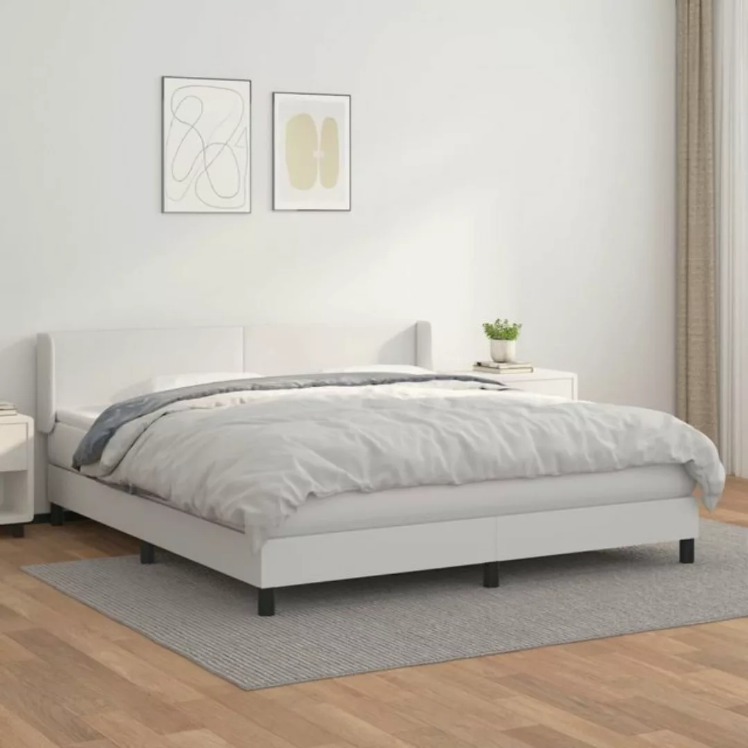 vidaXL Bettgestell Boxspringbett mit Matratze Weiß 180x200 cm Kunstleder Be günstig online kaufen