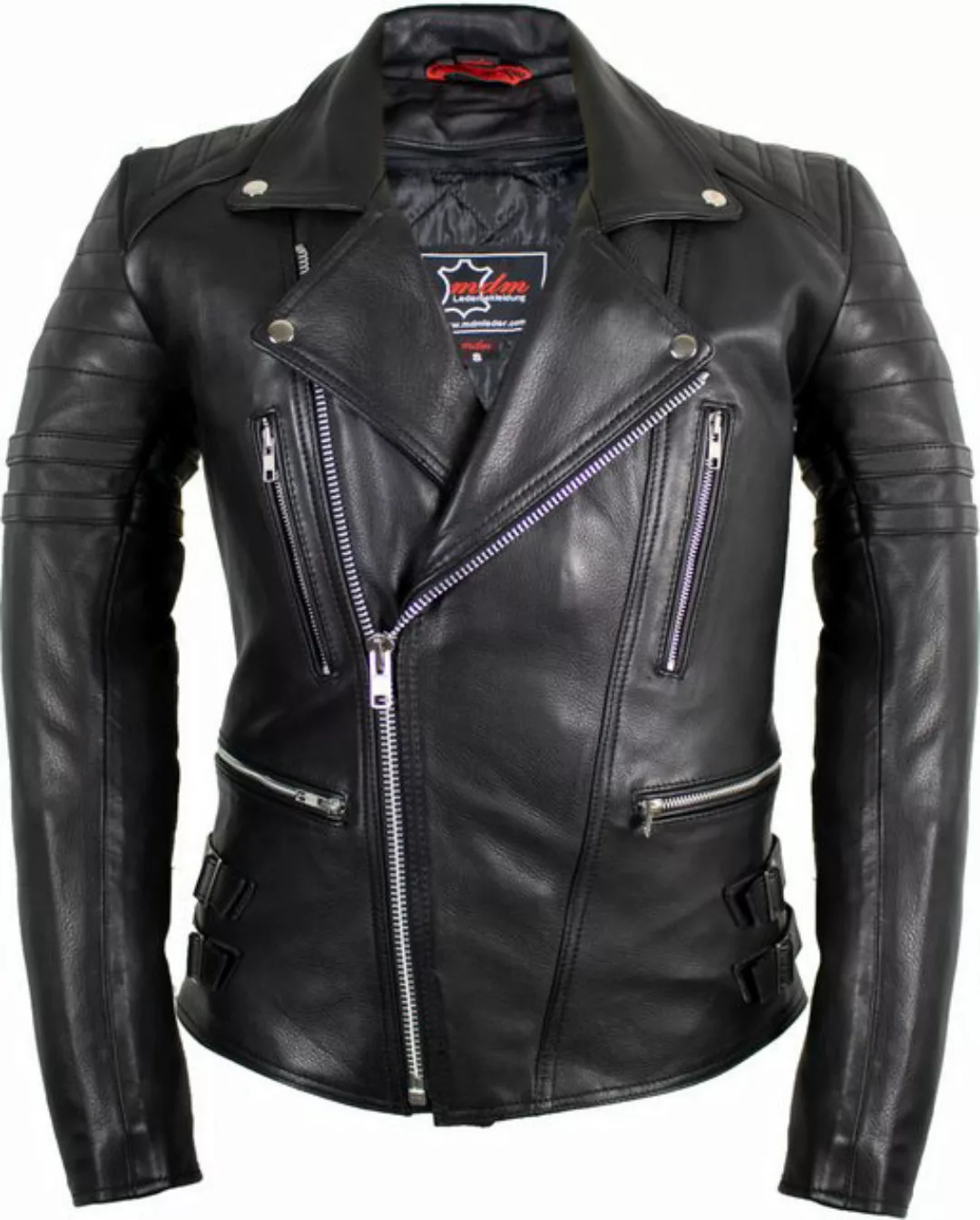 MDM Motorradjacke Herren Retro Lederjacke Motorrad Jacke in Schwarz mit Pro günstig online kaufen