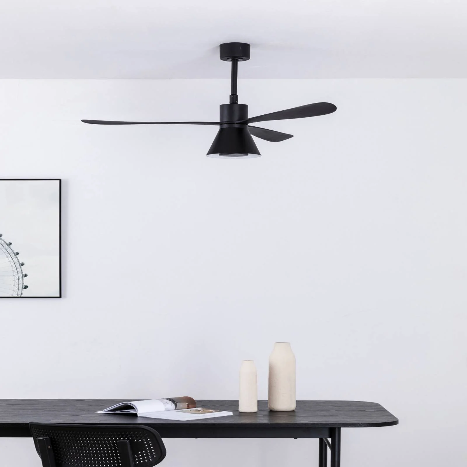Deckenventilator Amelia Cone, LED-Leuchte, schwarz günstig online kaufen