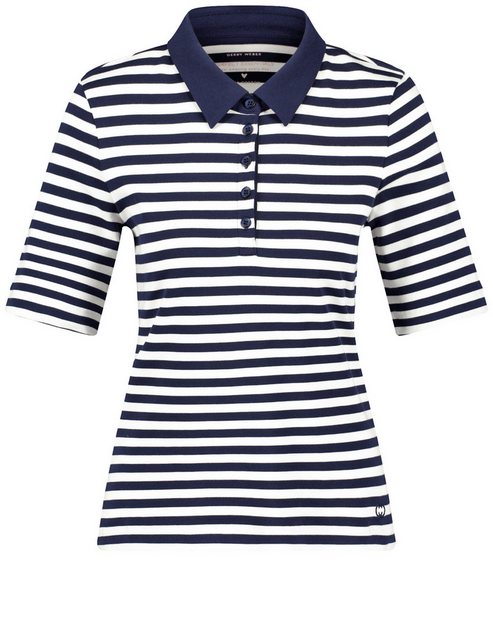 GERRY WEBER 3/4-Arm-Shirt Geringeltes Poloshirt aus reiner Baumwolle günstig online kaufen