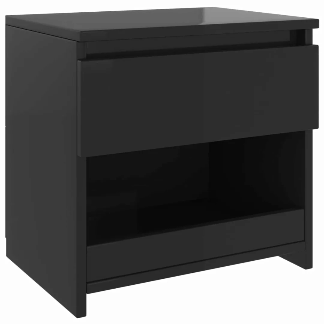Nachttisch Hochglanz-schwarz 40x30x39 Cm Spanplatte günstig online kaufen