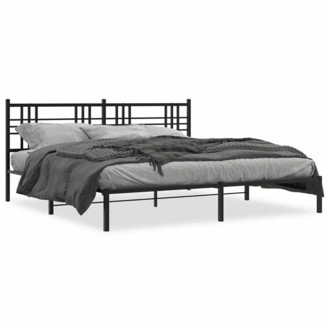 vidaXL Bettgestell, Bettrahmen mit Kopfteil Metall Schwarz 200x200 cm günstig online kaufen