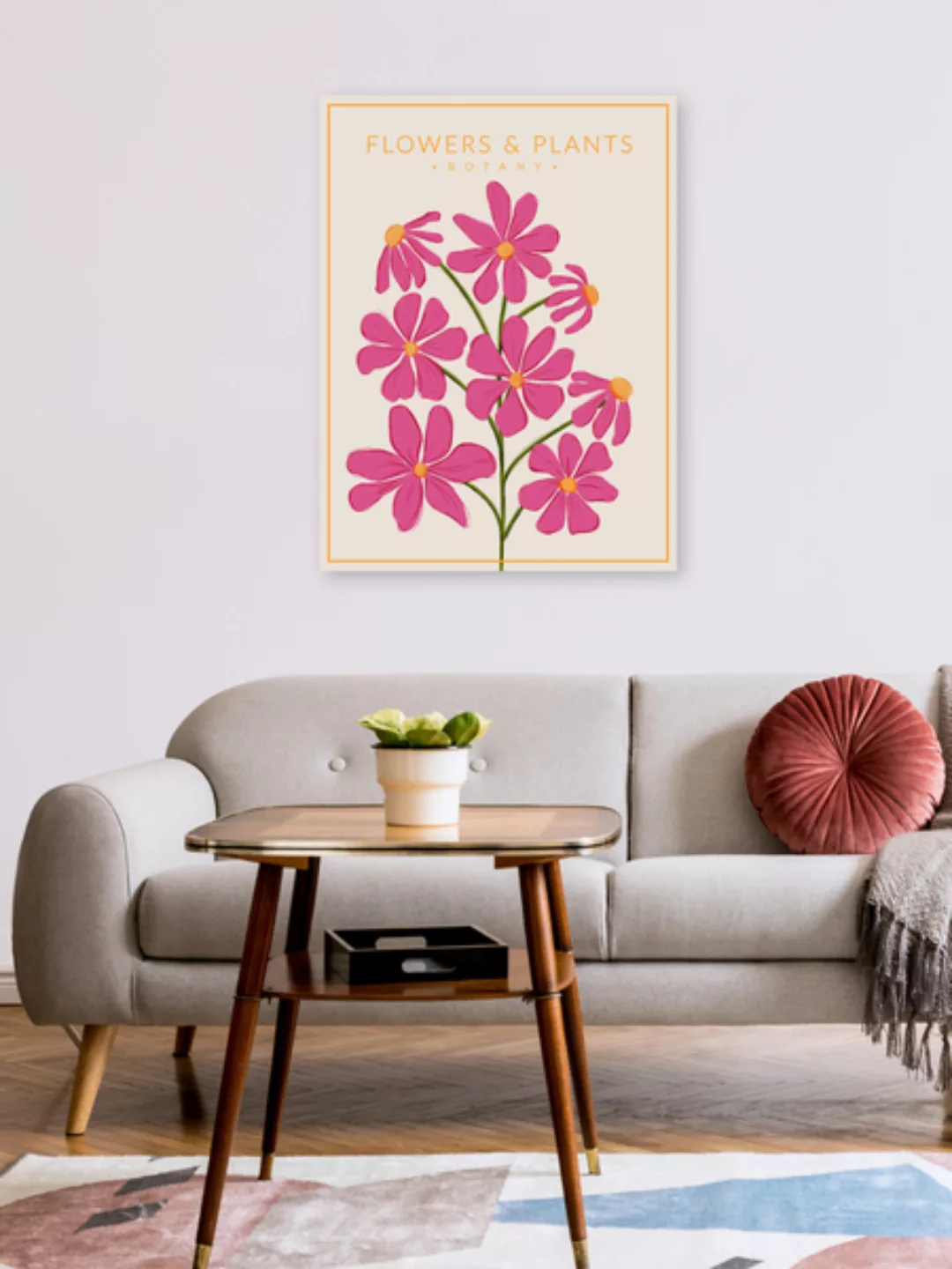Poster / Leinwandbild - Hot Pink Flowers - Botany No1 günstig online kaufen