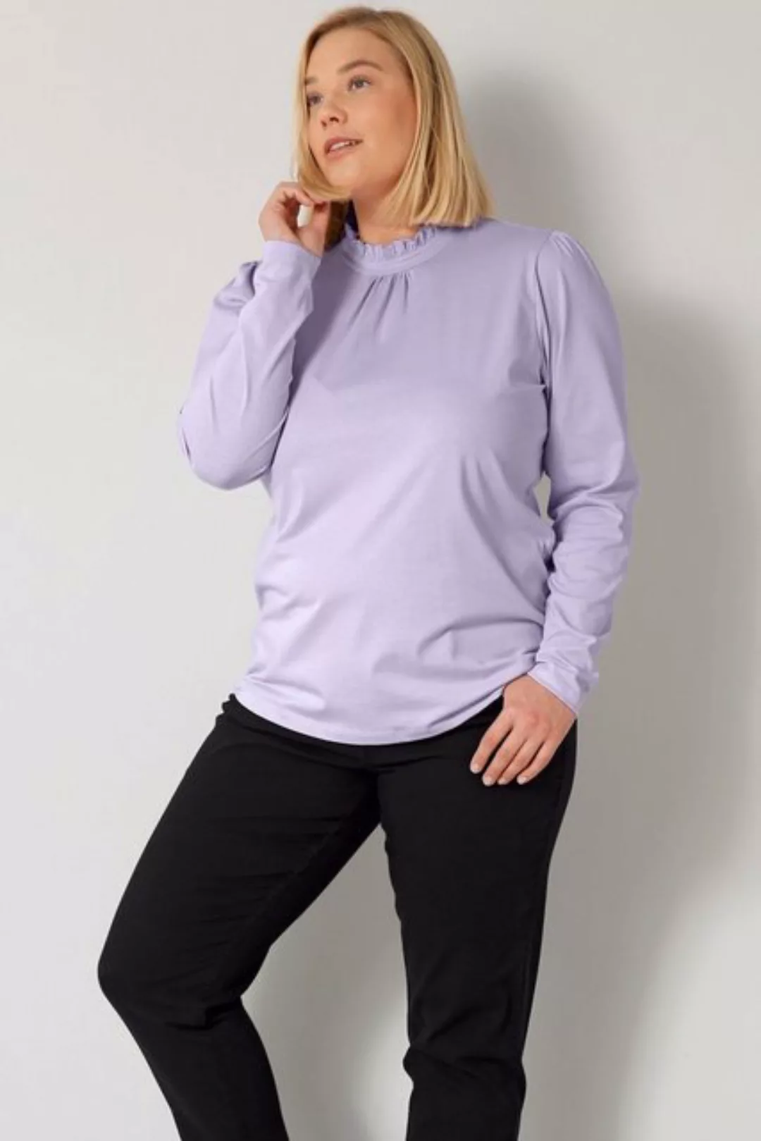 Sara Lindholm Longsleeve T-Shirt Rüschenkragen Langarm günstig online kaufen
