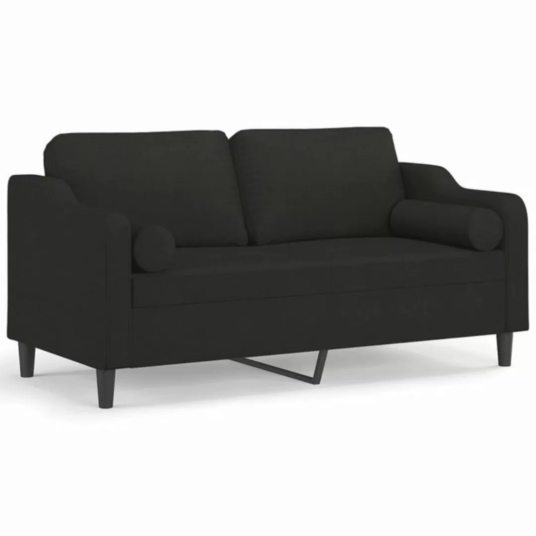 vidaXL Sofa 2-Sitzer-Sofa mit Zierkissen Schwarz 140 cm Stoff günstig online kaufen