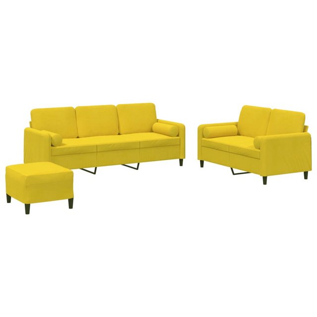 vidaXL Sofa Sofagarnitur Set mit Kissen Samt, 3-tlg., Gelb günstig online kaufen