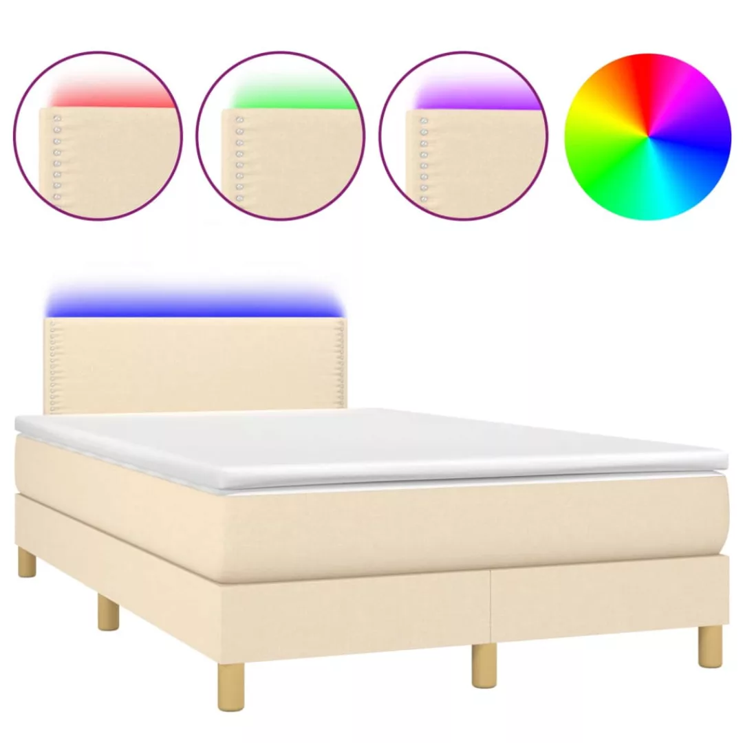 Vidaxl Boxspringbett Mit Matratze & Led Creme 120x200 Cm Stoff günstig online kaufen