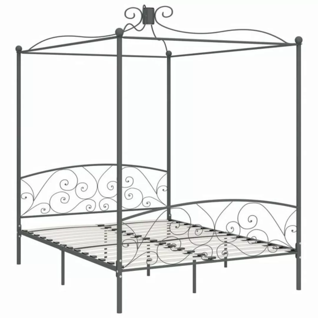 furnicato Bettgestell Himmelbett-Gestell Grau Metall 180 x 200 cm (1-tlg) günstig online kaufen