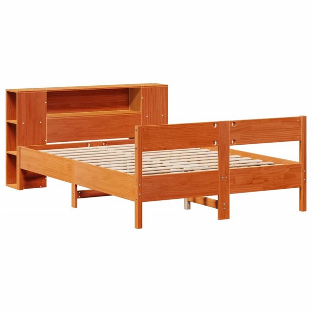 vidaXL Bett Massivholzbett mit Regal ohne Matratze Wachsbraun 120x190 cm günstig online kaufen