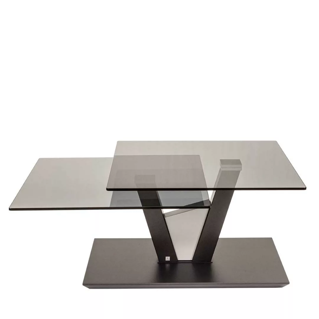 Wohnzimmer Glastisch mit schwenkbaren Tischplatten 43 cm hoch günstig online kaufen