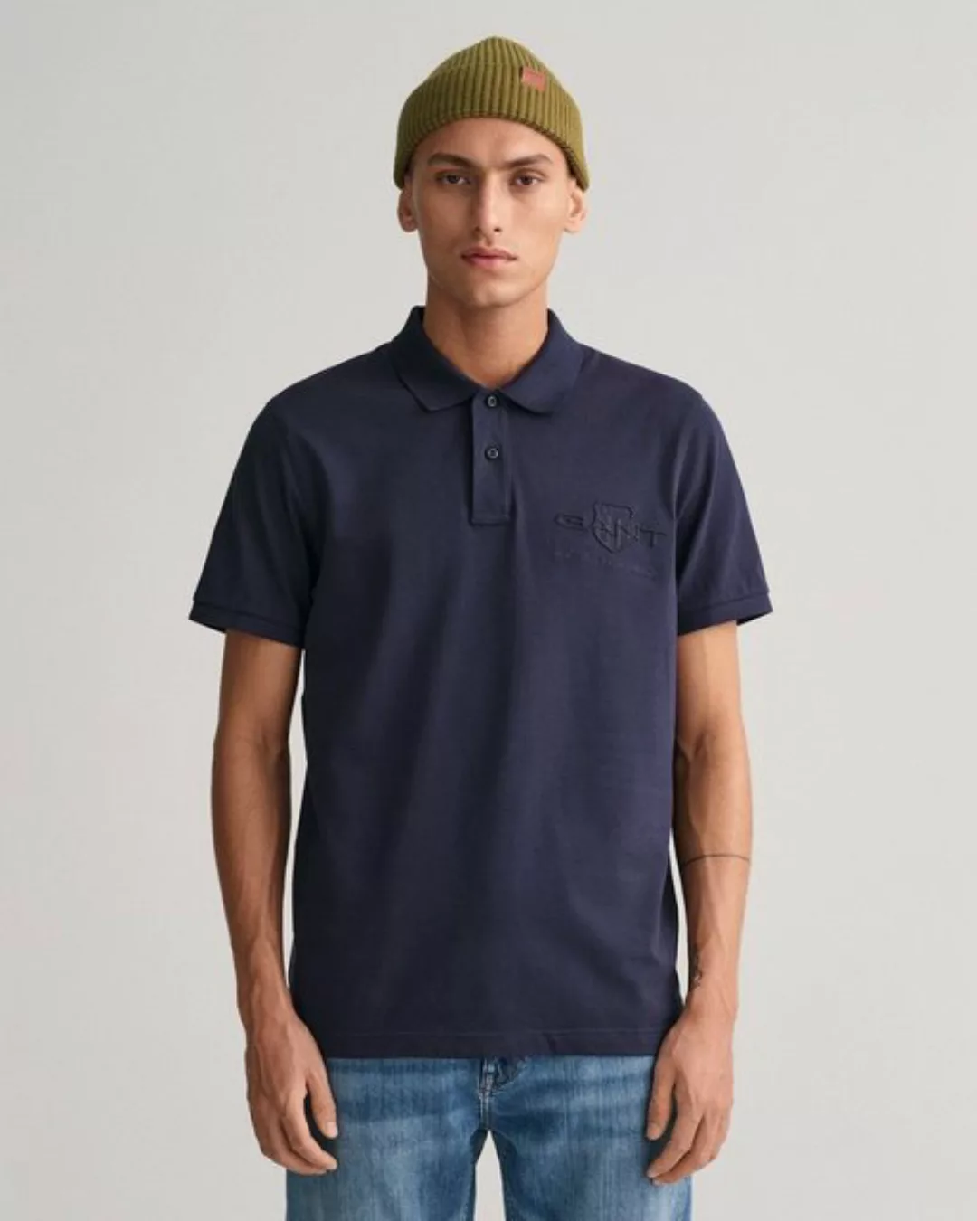 Gant Poloshirt REG TONAL SHIELD SS RUGGER Ton in Ton Stickerei auf der Brus günstig online kaufen