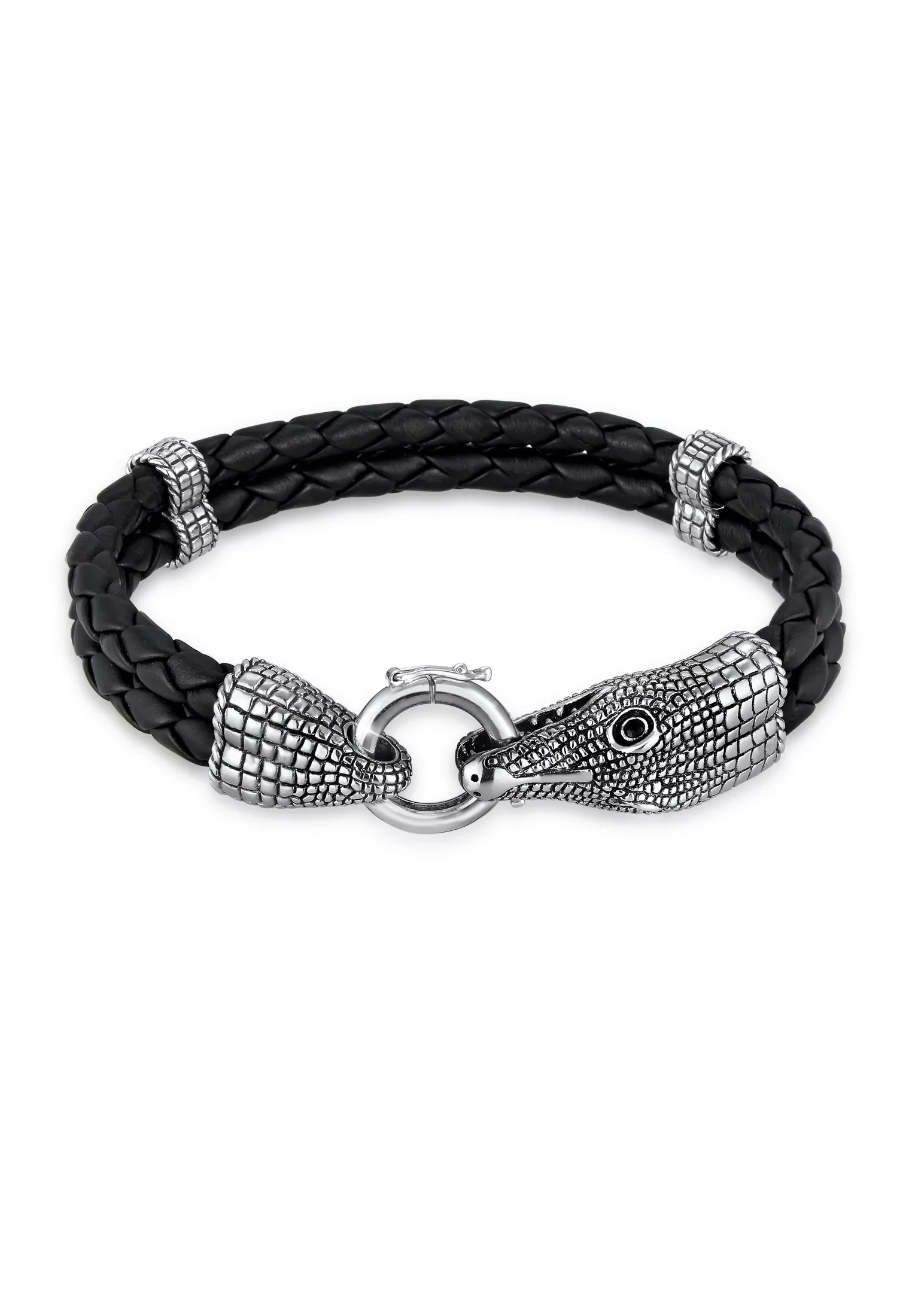 Kuzzoi Armband "Herren Lederarmband Krokodil 925 Sterling Silber" günstig online kaufen
