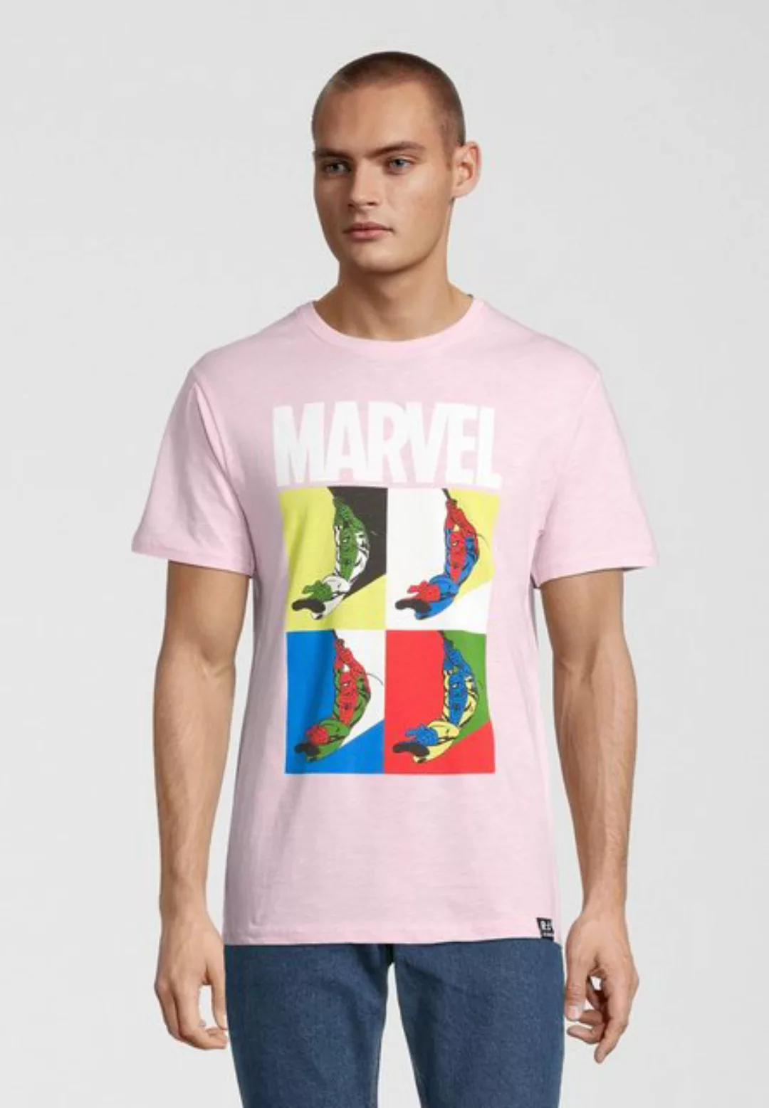 Recovered T-Shirt Marvel Spider-Man Pop Art Pink GOTS zertifizierte Bio-Bau günstig online kaufen