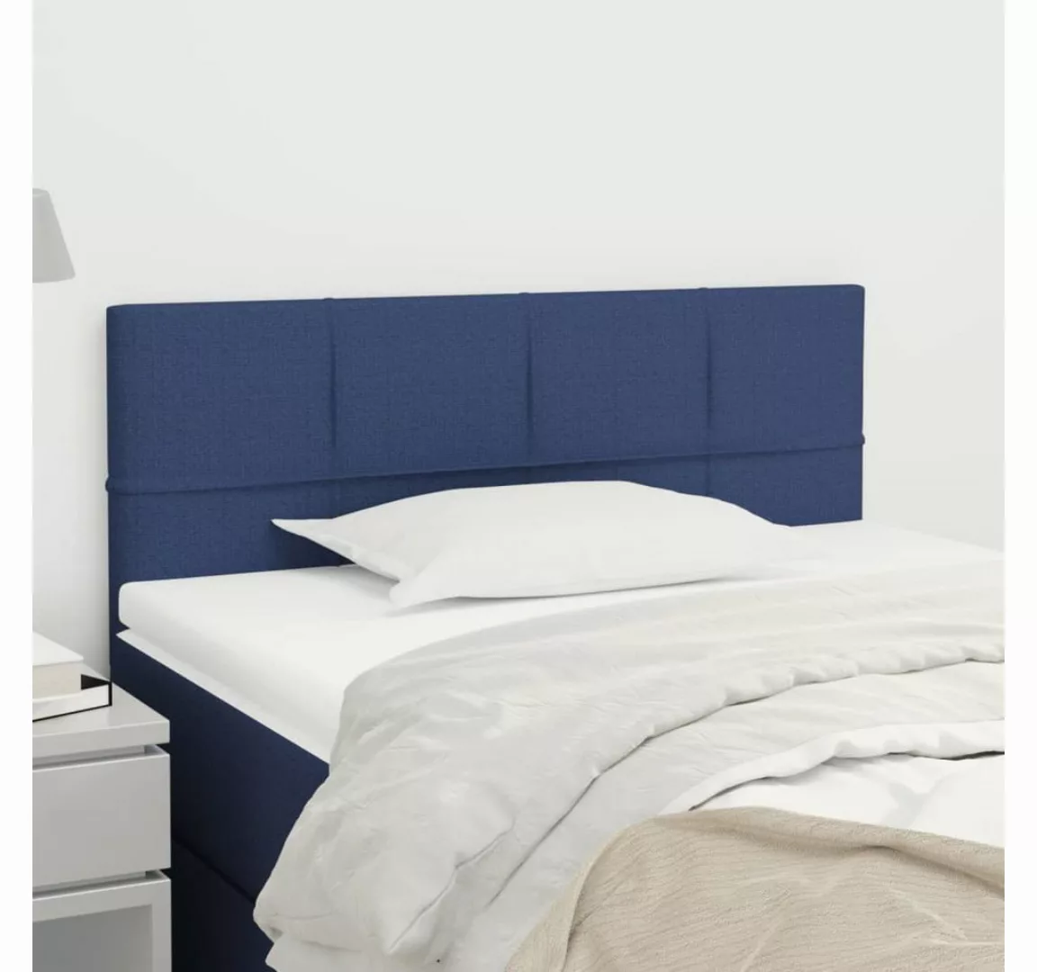 vidaXL Bett, Kopfteil Blau 80x5x78/88 cm Stoff günstig online kaufen