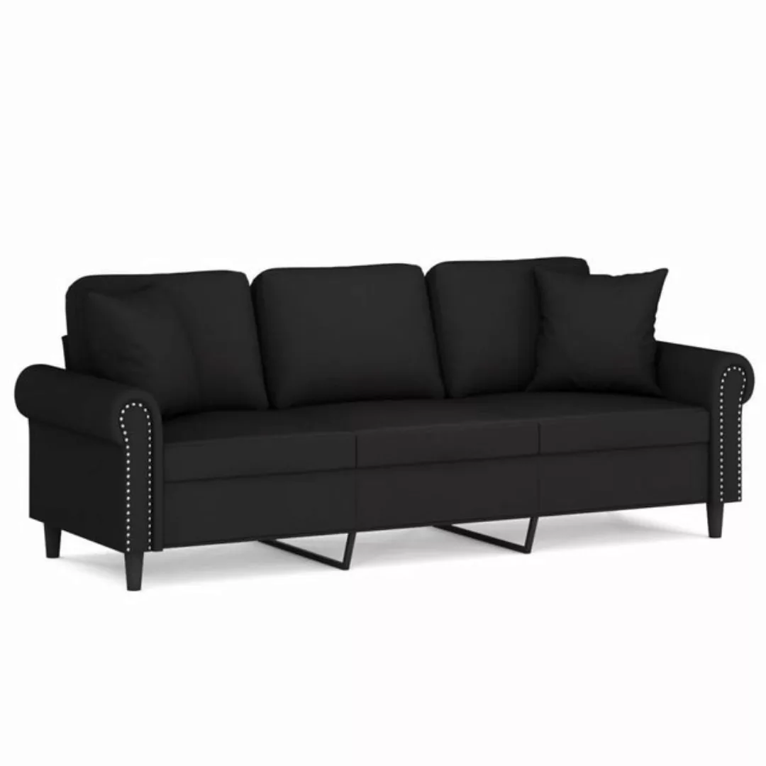 vidaXL Sofa 3-Sitzer-Sofa mit Zierkissen Schwarz 180 cm Samt günstig online kaufen