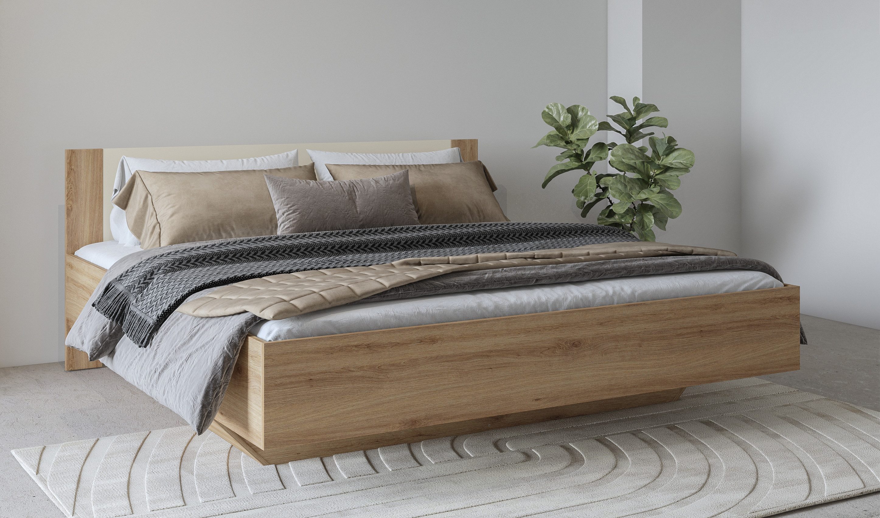 Home affaire Bettgestell "Bitry, Breite 160 bzw. 180 cm, moderner Bettrahme günstig online kaufen