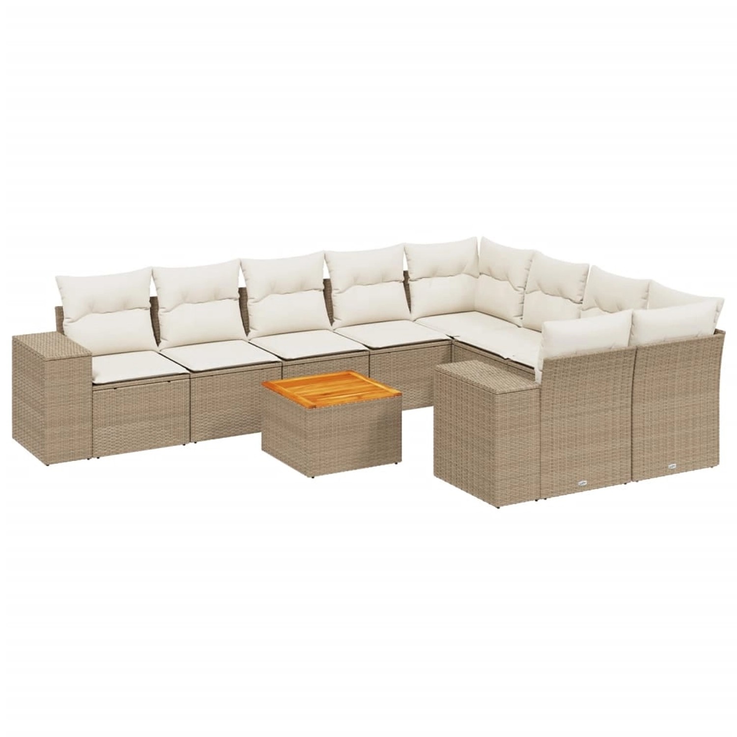 vidaXL 10-Tlg Garten-Sofagarnitur mit Kissen Beige Poly Rattan 3257934 günstig online kaufen