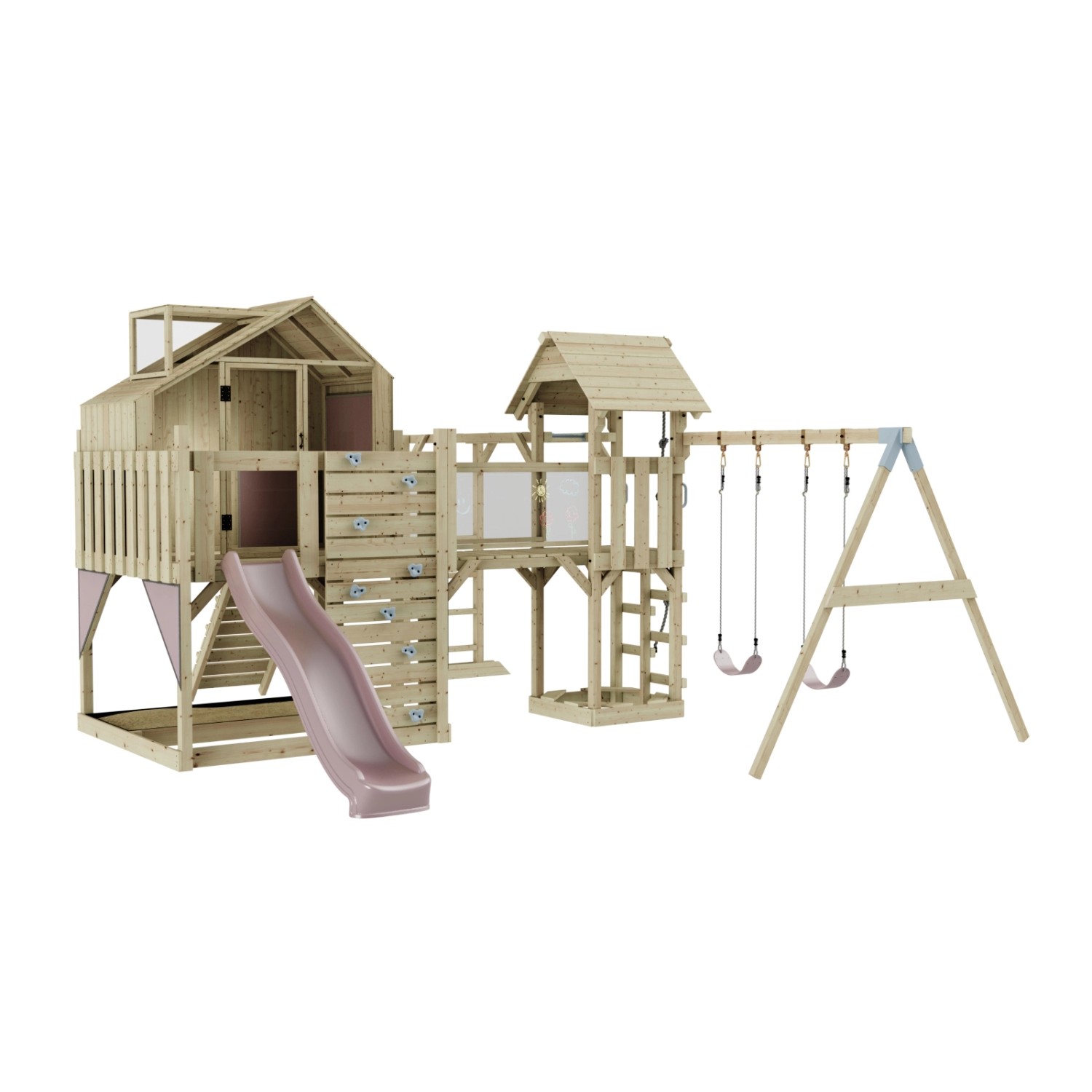 OutdoorToys Spielturm Knut mit Kinderschaukel Altrosa günstig online kaufen
