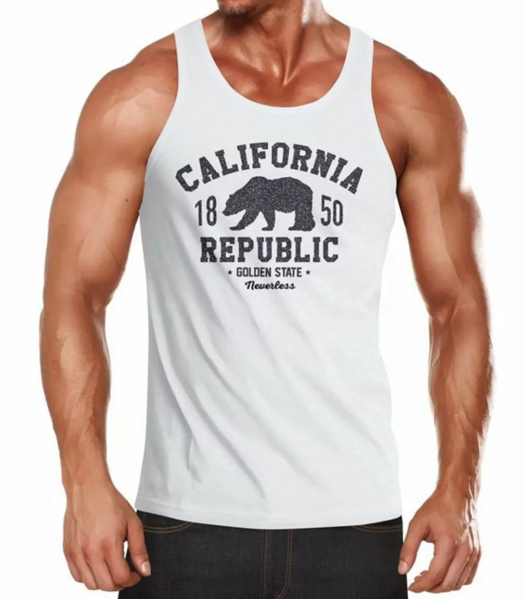 Neverless Tanktop Herren Tank-Top California Republic Kalifornien Golden St günstig online kaufen