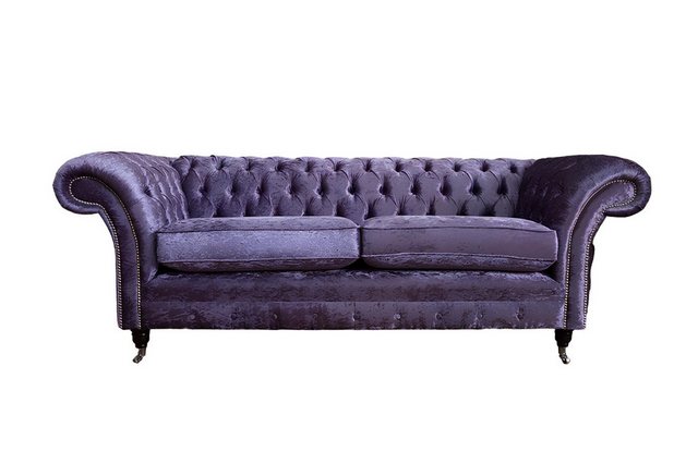 JVmoebel 3-Sitzer Lila Cheserfield Samt Sofa 3 Sitzer Designer Couch Polste günstig online kaufen