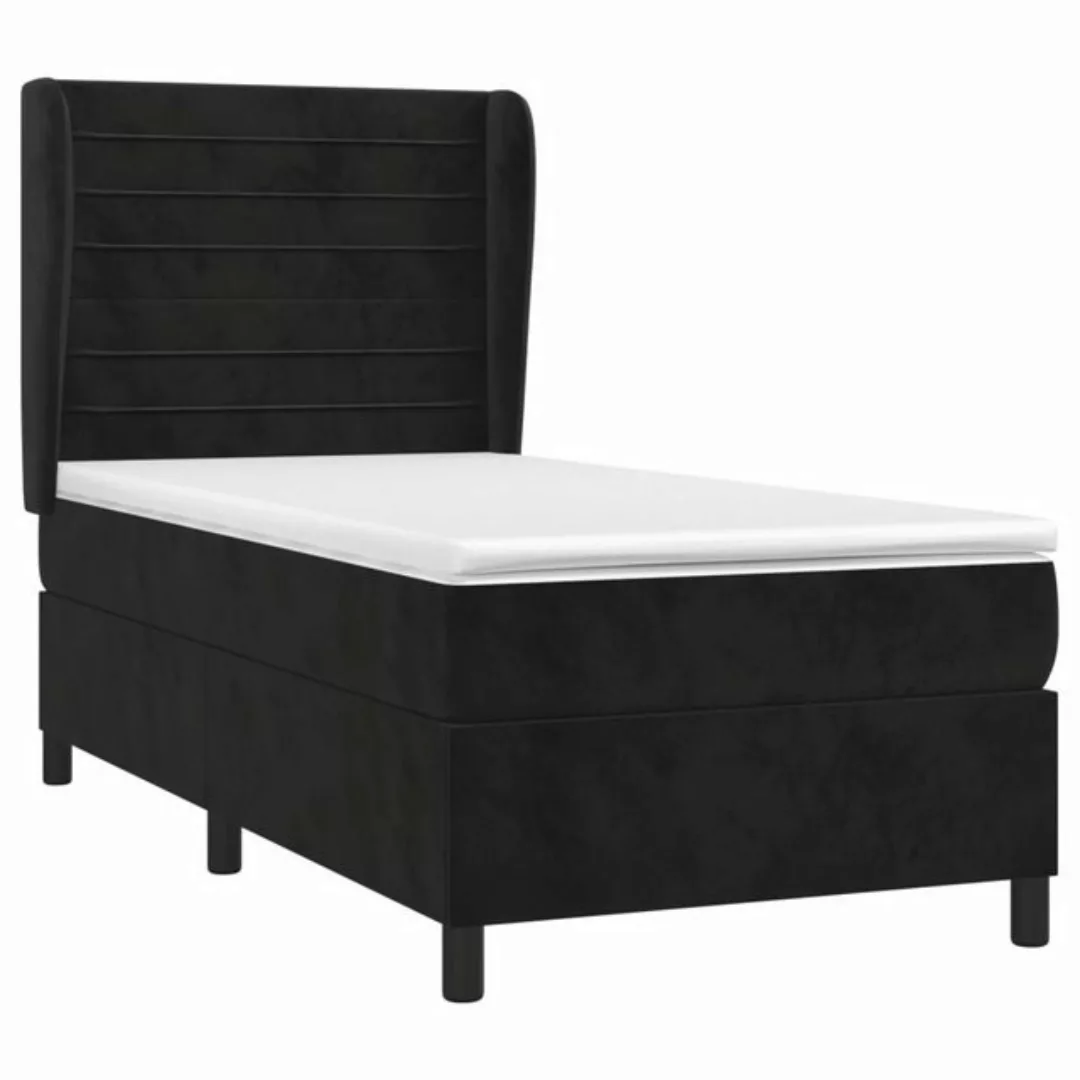 vidaXL Bett Boxspringbett mit Matratze Schwarz 90x200 cm Samt günstig online kaufen