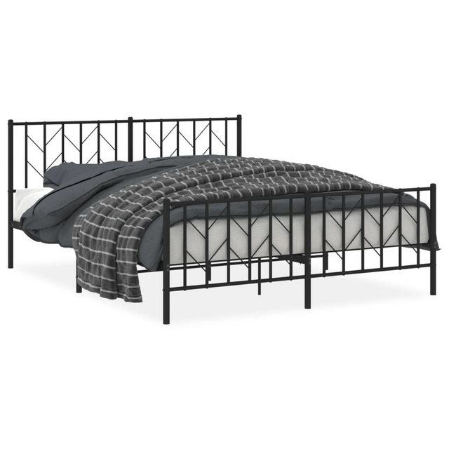 furnicato Bettgestell Metallbett ohne Matratze mit Fußteil Schwarz 160x200 günstig online kaufen