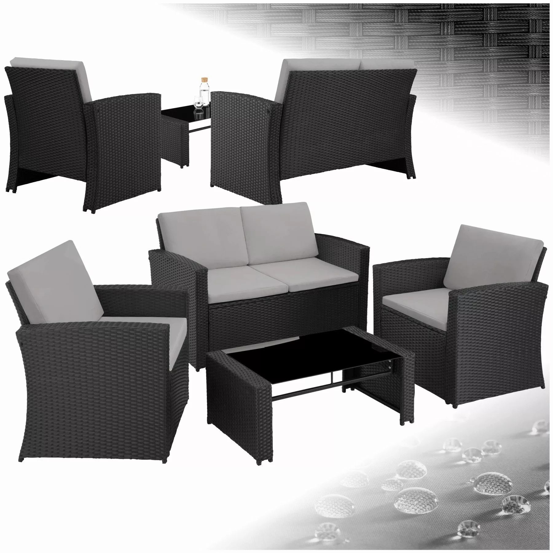 tectake Loungeset Rattan Lounge, (Set., 5-tlg), günstig online kaufen