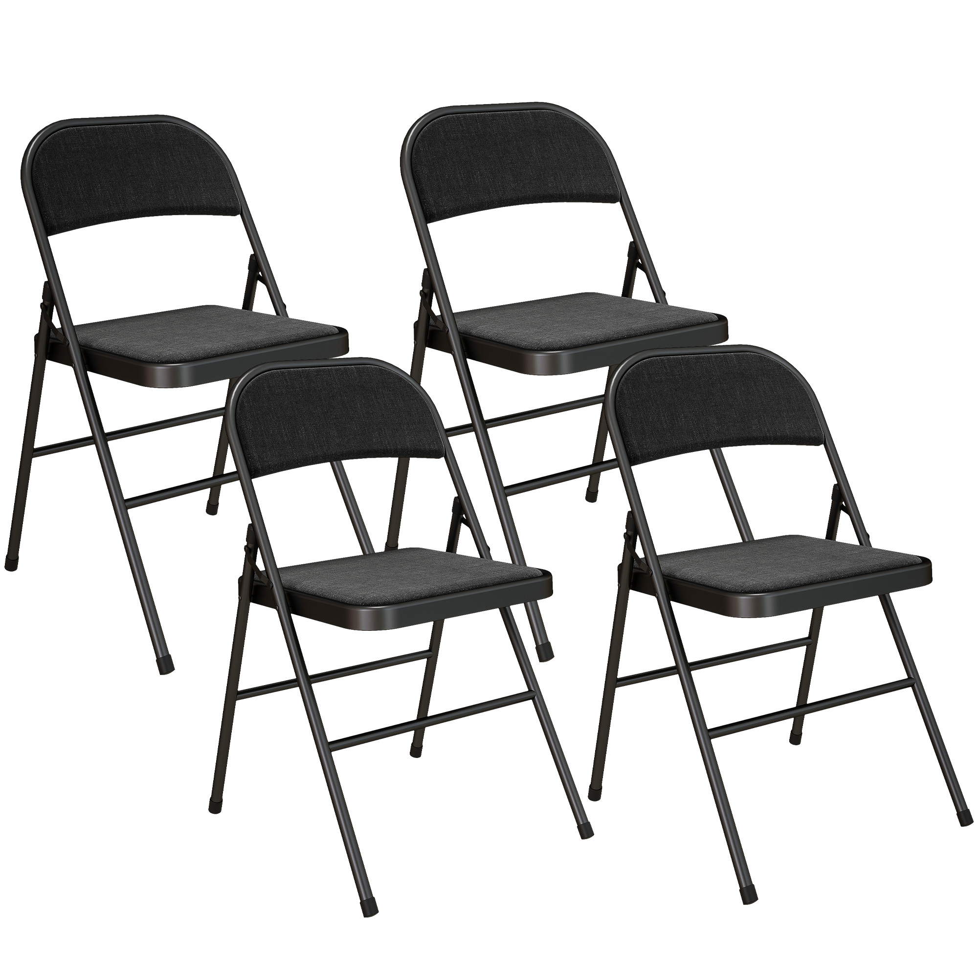 HOMCOM 4er-Set Klappstühle, Tragbare Bürostuhl mit Kissen, Leinenoptik, Sta günstig online kaufen