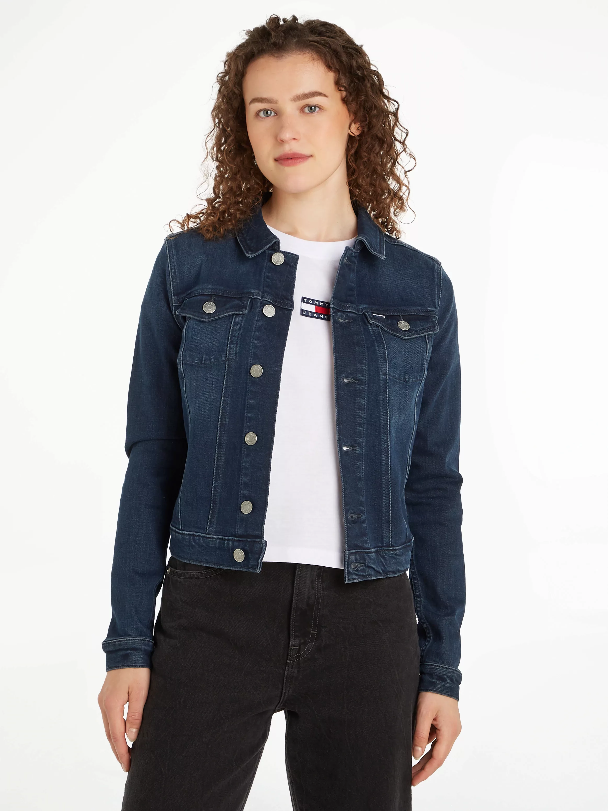 Tommy Jeans Jeansjacke VIVIANNE SKN JACKET CH8168 mit Tommy Jeans Flagge günstig online kaufen