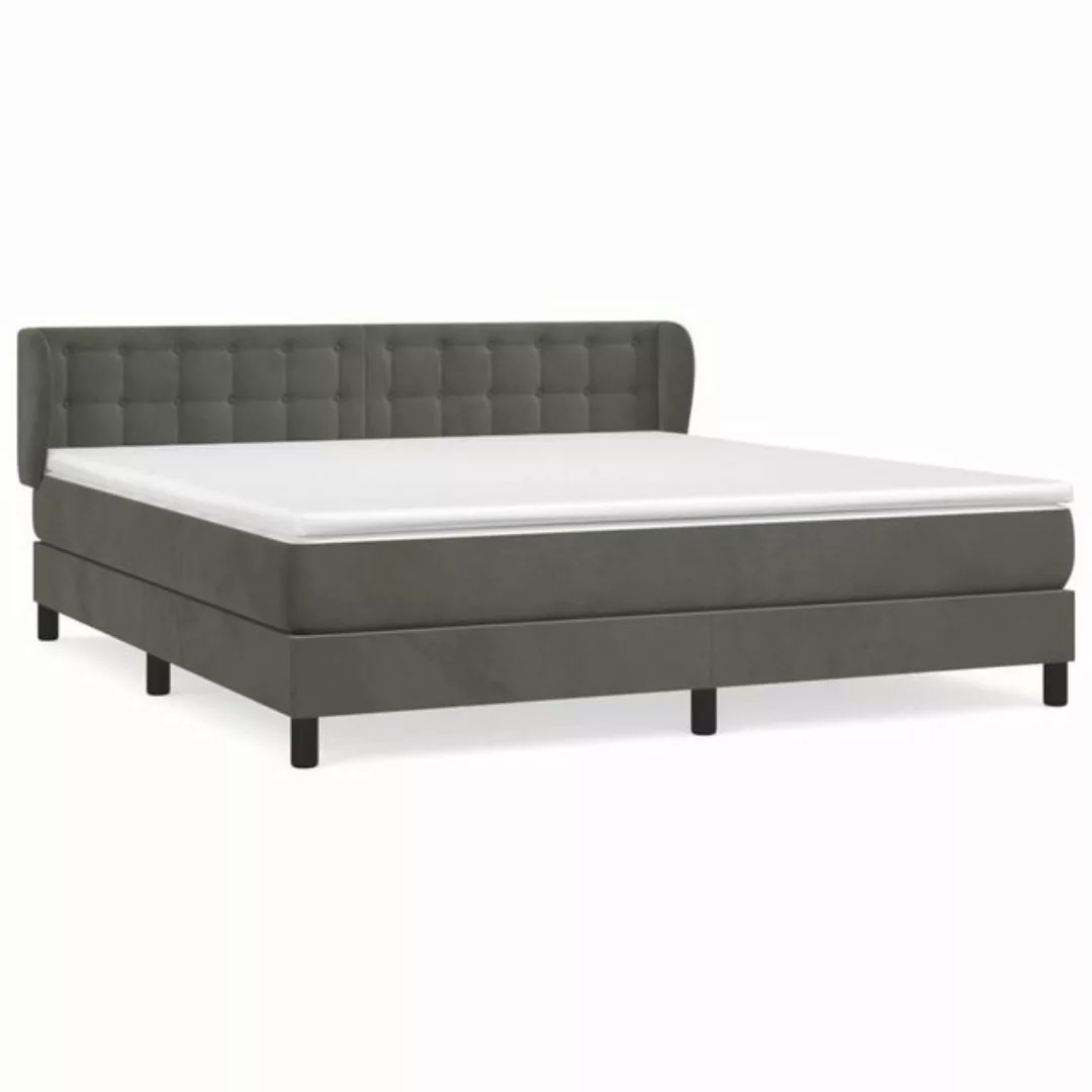 furnicato Bett Boxspringbett mit Matratze Dunkelgrau 180x200 cm Samt günstig online kaufen