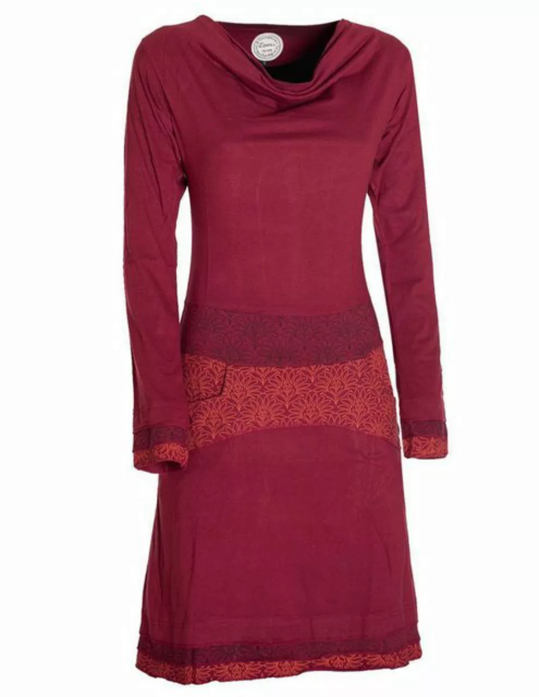 Vishes Jerseykleid Kleid Wasserfallkragen Bund bedruckt Taschen Boho, Ethno günstig online kaufen