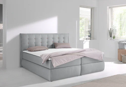 INOSIGN Boxspringbett Sagres, Kopfteil mit 2farbiger Flatterbiese und zweif günstig online kaufen