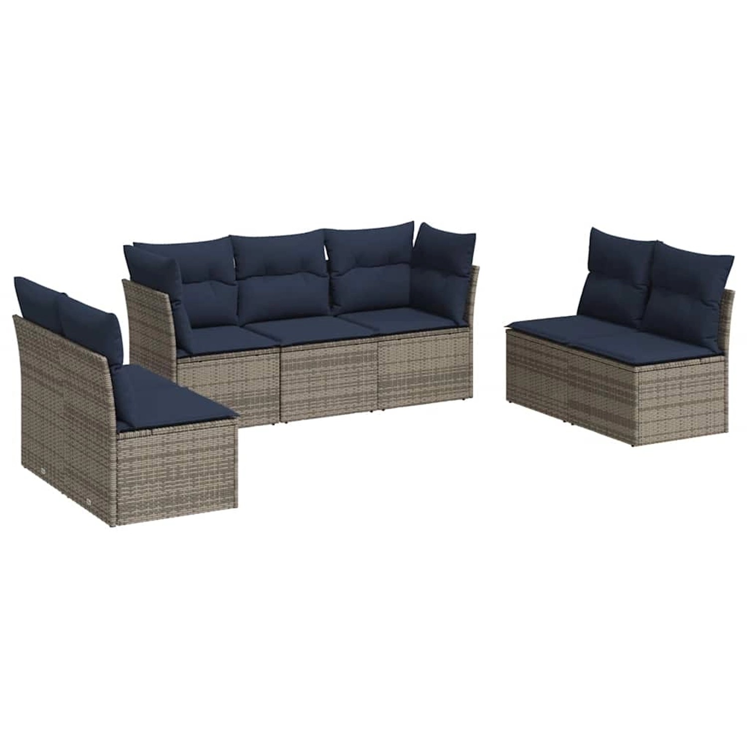 vidaXL 7-Tlg Garten-Sofagarnitur mit Kissen Grau Poly Rattan 3217411 günstig online kaufen