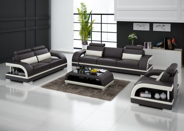 JVmoebel Sofa Ledersofa Couch Wohnlandschaft 3+2+1 Sitzer Sofa Garnitur, Ma günstig online kaufen