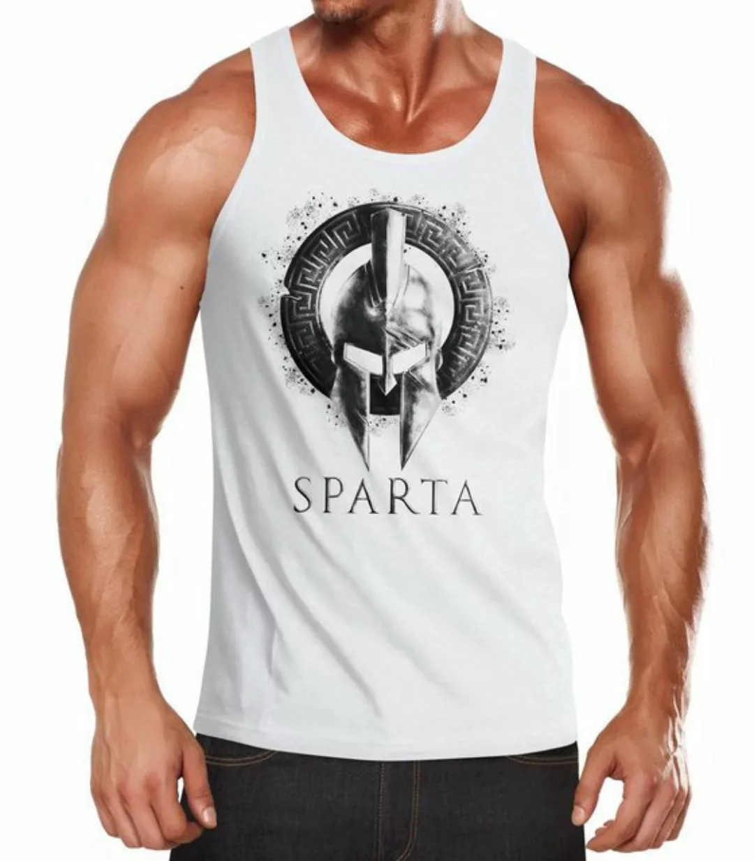 Neverless Tanktop Herren Tank-Top Aufdruck Sparta Helmet Krieger Warrior Sp günstig online kaufen