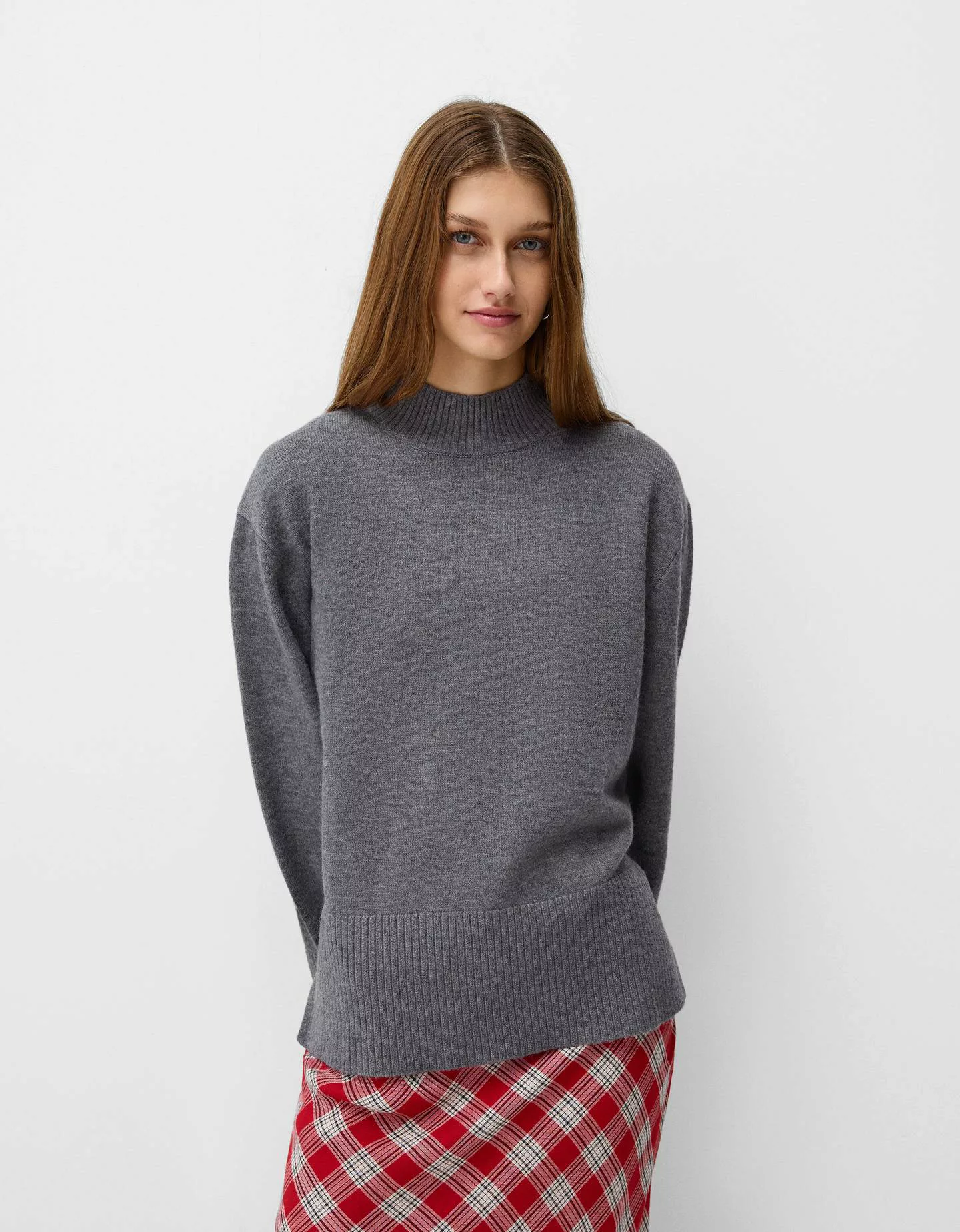 Bershka Rollkragenpullover Damen L Dunkelgrau günstig online kaufen