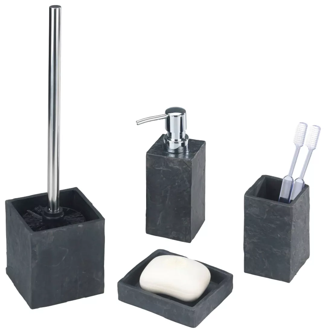 WENKO Bad-Accessoire-Set Slate Rock, 4-teilig anthrazit günstig online kaufen