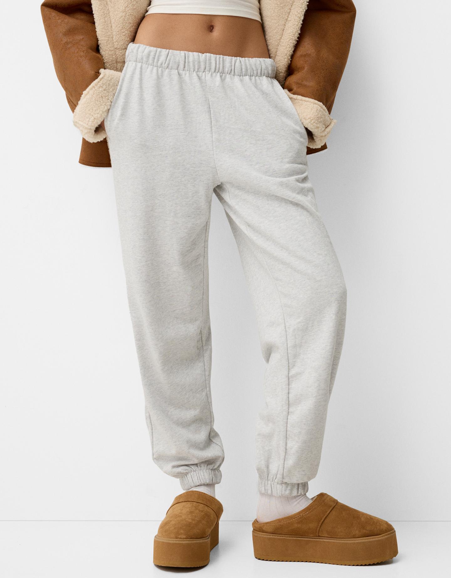 Bershka Joggerhose Aus Plüsch Damen M Grau günstig online kaufen