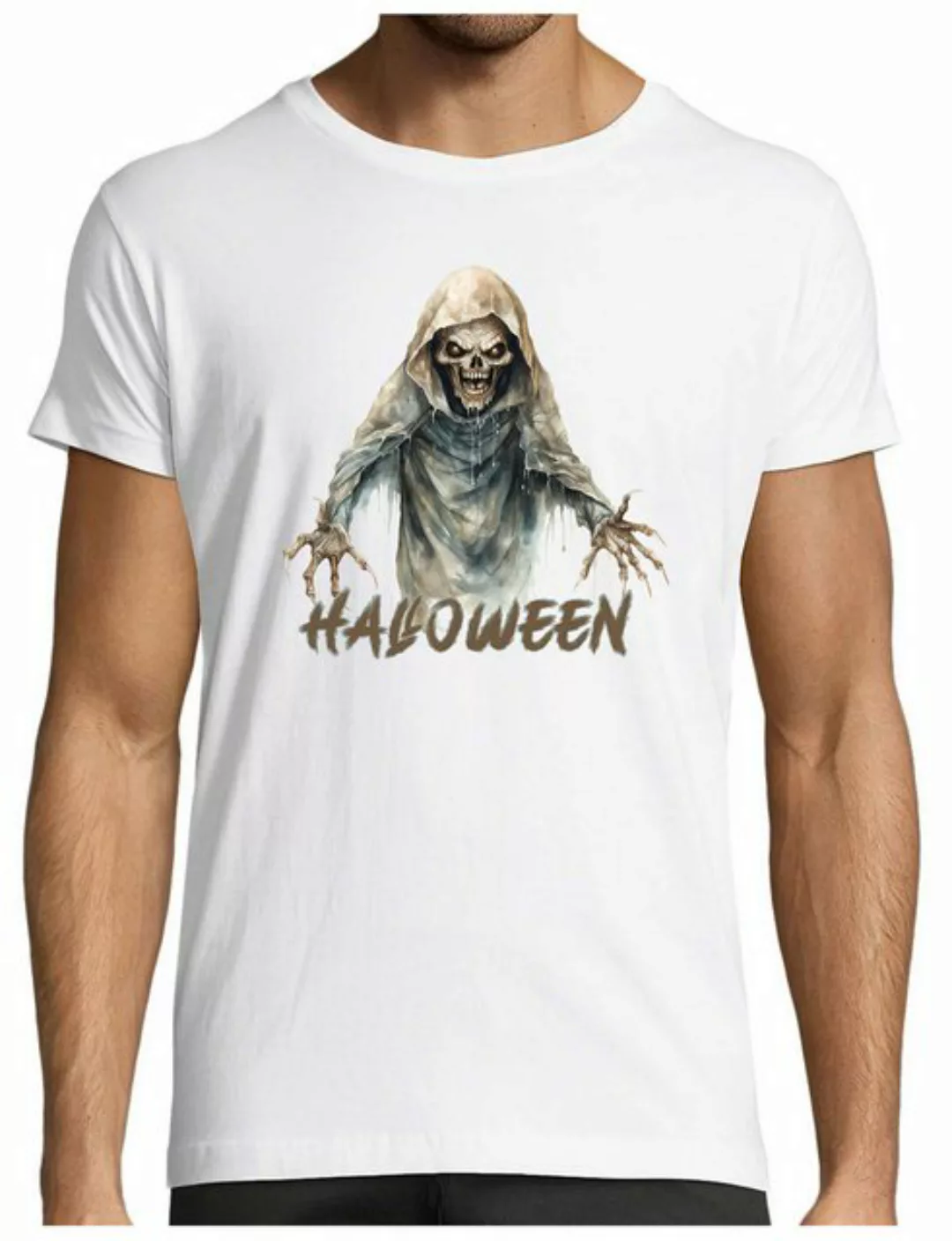 MyDesign24 T-Shirt Herren Halloween Shirt - furchteinflößendes Skelett Moti günstig online kaufen