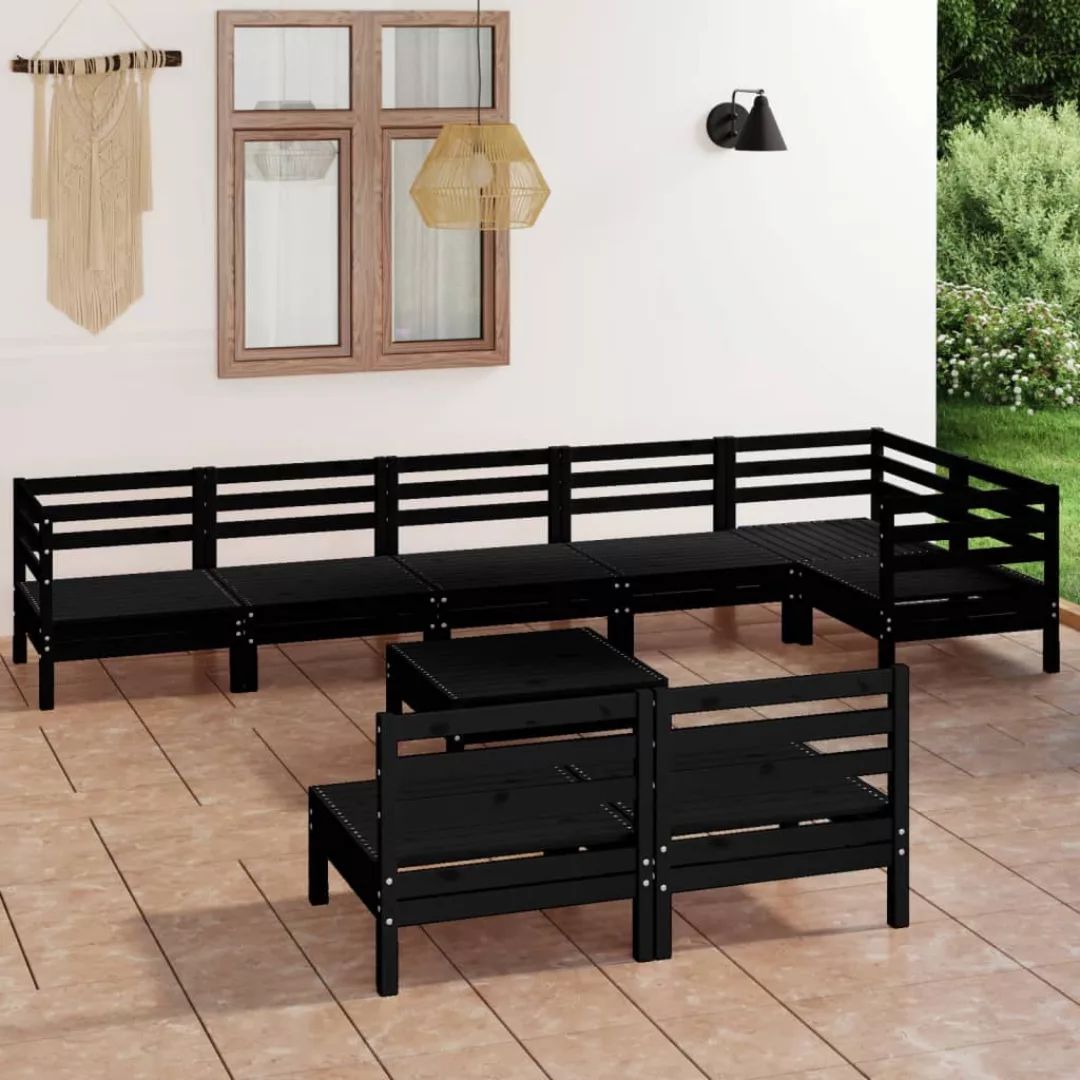 9-tlg. Garten-lounge-set Massivholz Kiefer Schwarz günstig online kaufen