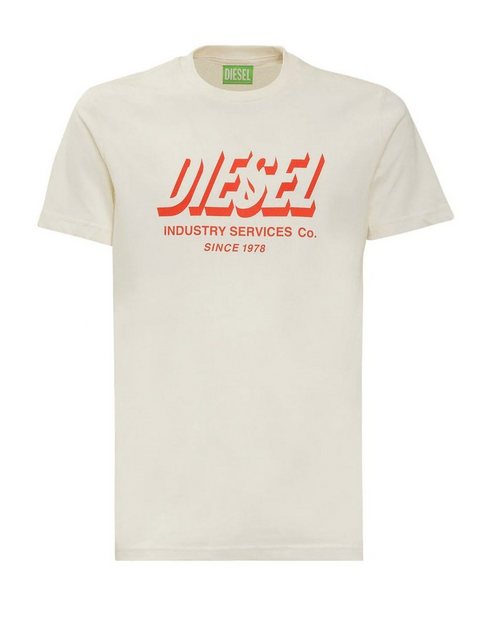 Diesel Rundhalsshirt Rundhals Logo Print Slim Fit Shirt Cremeweiß - T-DIEGO günstig online kaufen