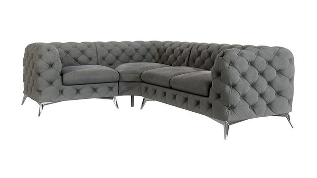 S-Style Möbel Ecksofa Chesterfield mit Ottomane Kalina mit Silber Metall Fü günstig online kaufen