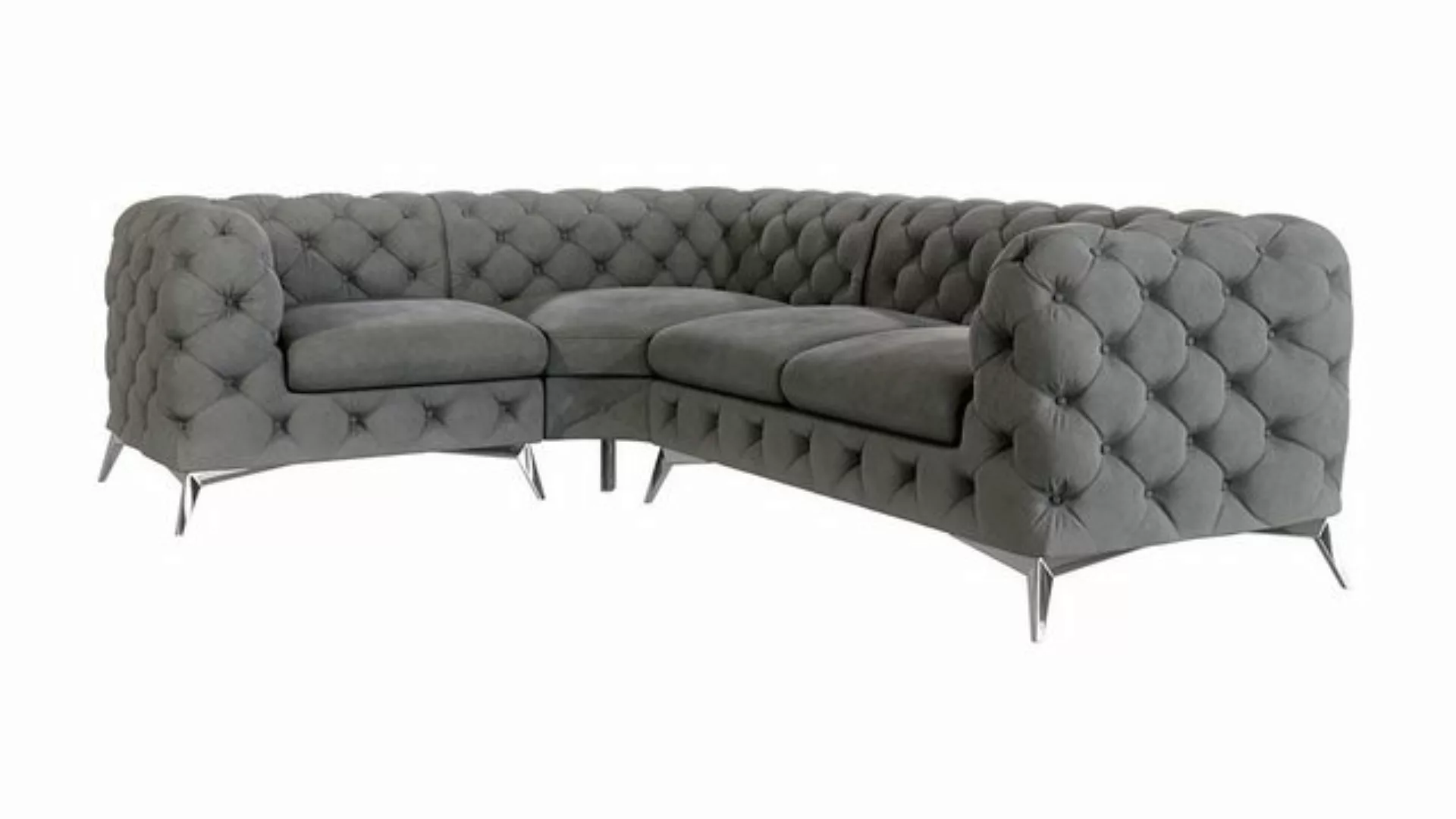 S-Style Möbel Ecksofa Chesterfield Kalina mit Silber Metall Füßen, mit Well günstig online kaufen