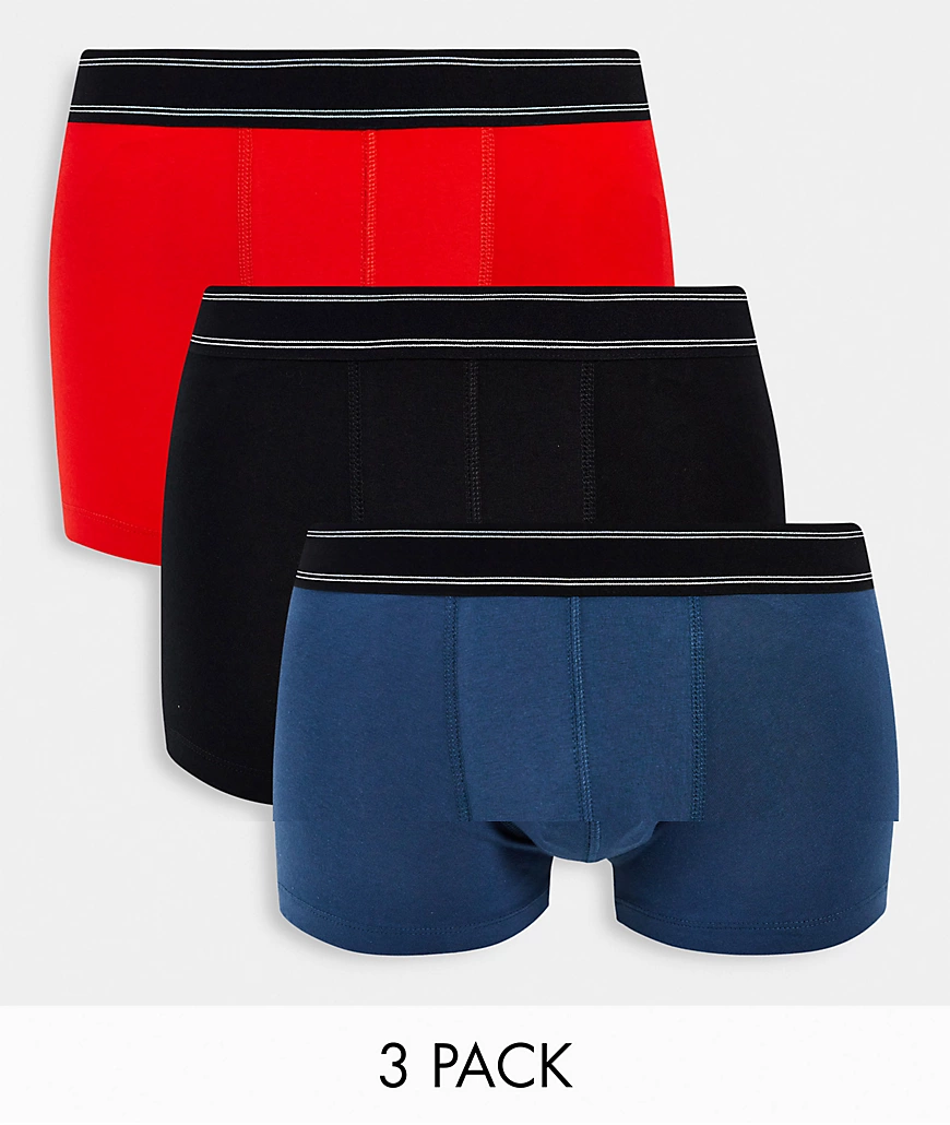 ASOS DESIGN – Unterhosen mit farblich abgesetztem Bund im 3er-Pack-Mehrfarb günstig online kaufen