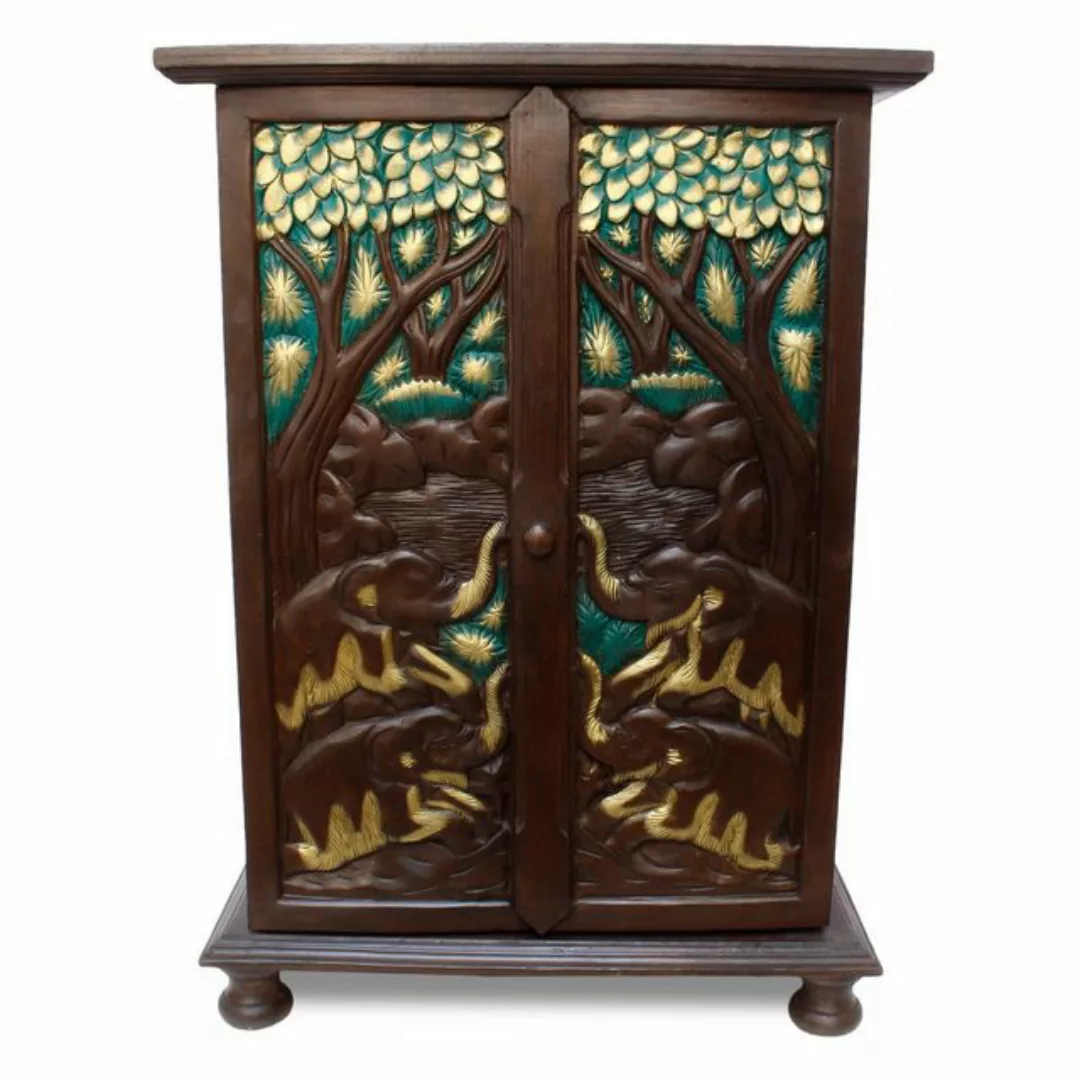 Oriental Galerie Mehrzweckschrank Elefantenschrank Rattan Gold 90cm (1-St) günstig online kaufen