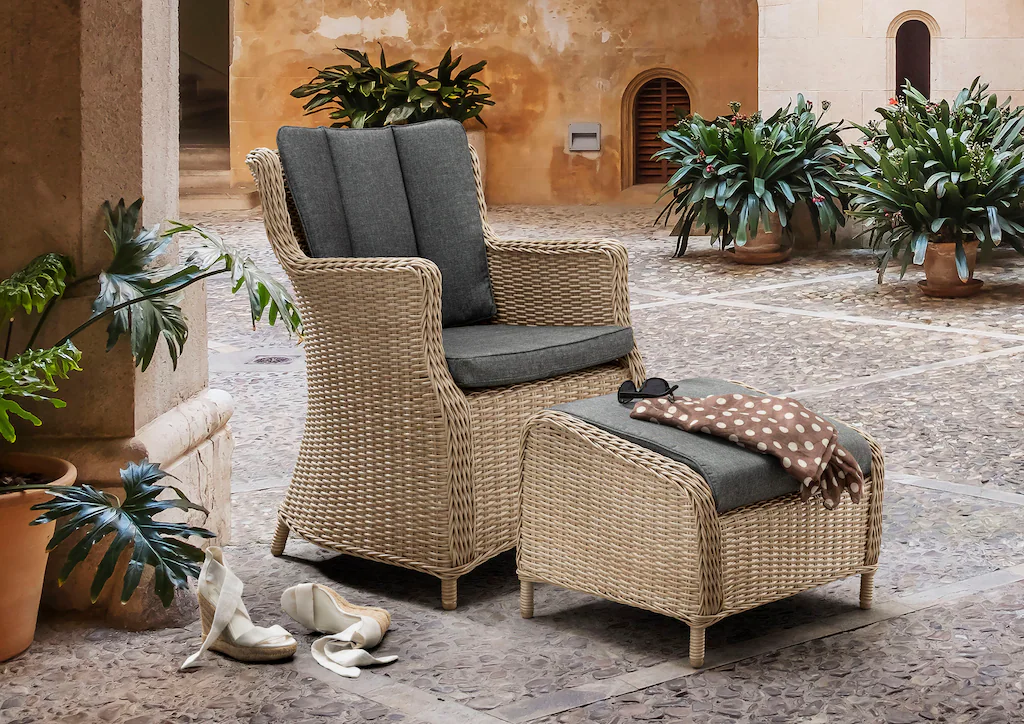 Destiny Gartenlounge-Set "LUNA CASA", (4 tlg.), Polyrattan, Sessel mit Fußh günstig online kaufen