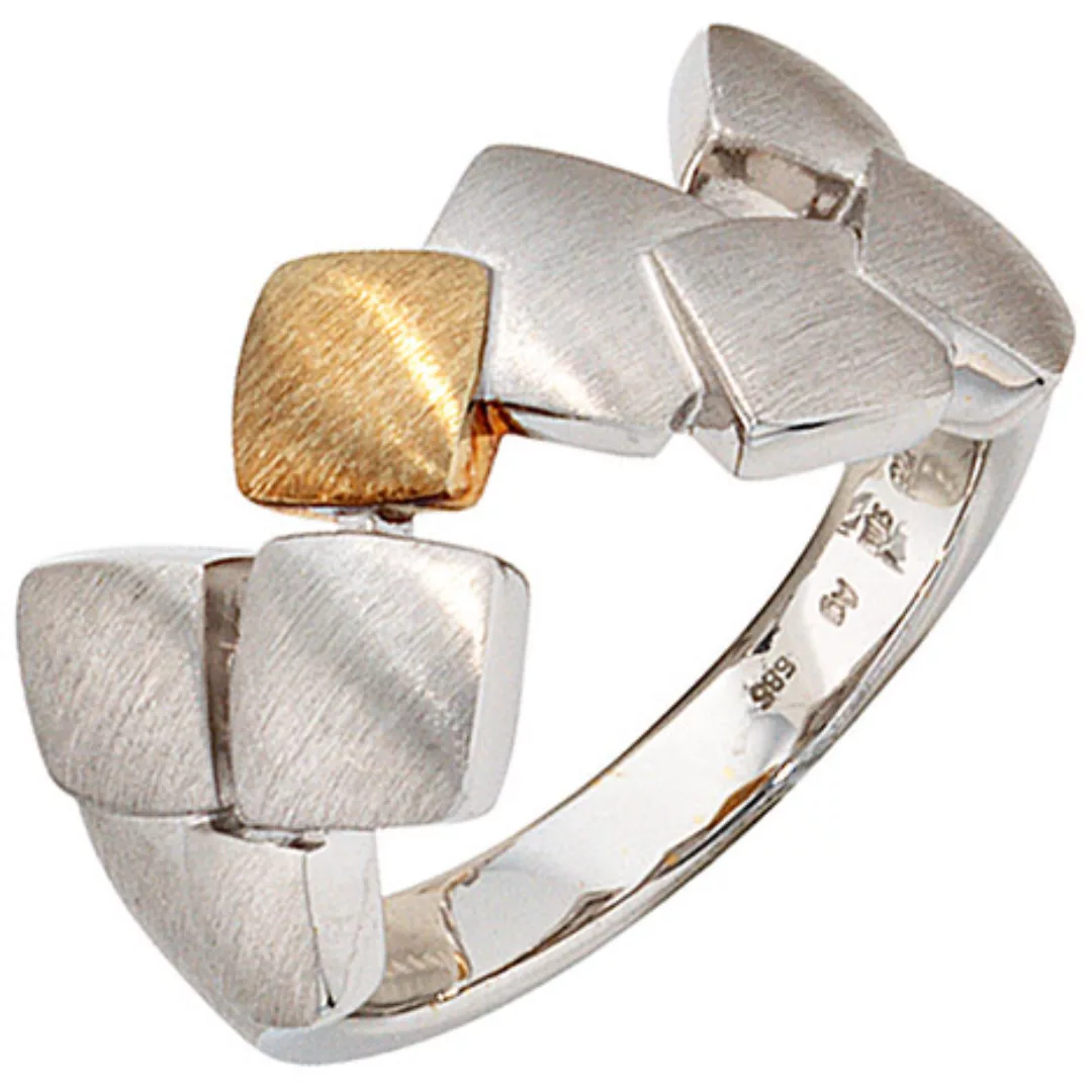 SIGO Damen Ring 925 Sterling Silber mit 585 Gold kombiniert rhodiniert matt günstig online kaufen