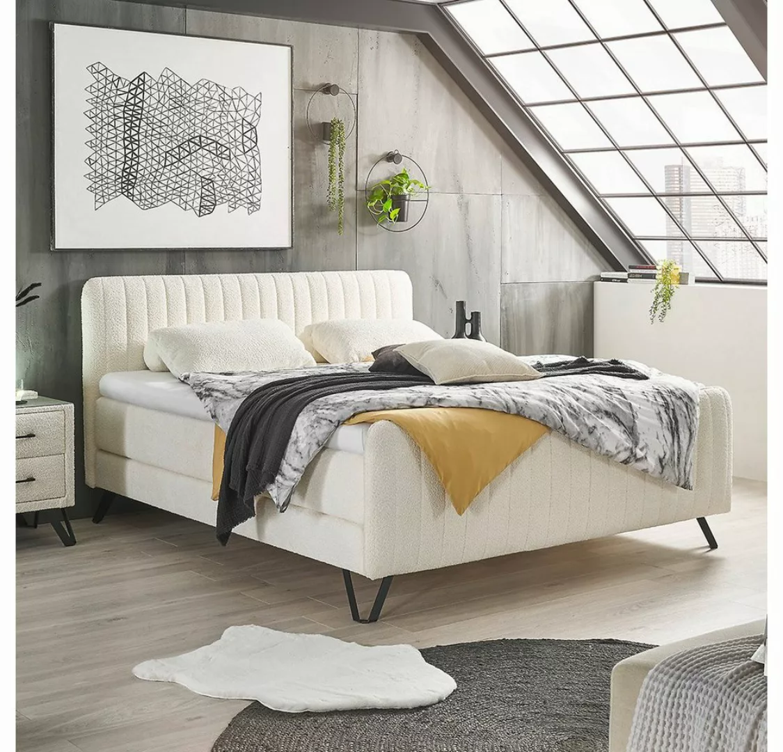 Lomadox Boxspringbett CANBERRA-09, Doppelbett Hotelbett, cremefarben, 160 x günstig online kaufen